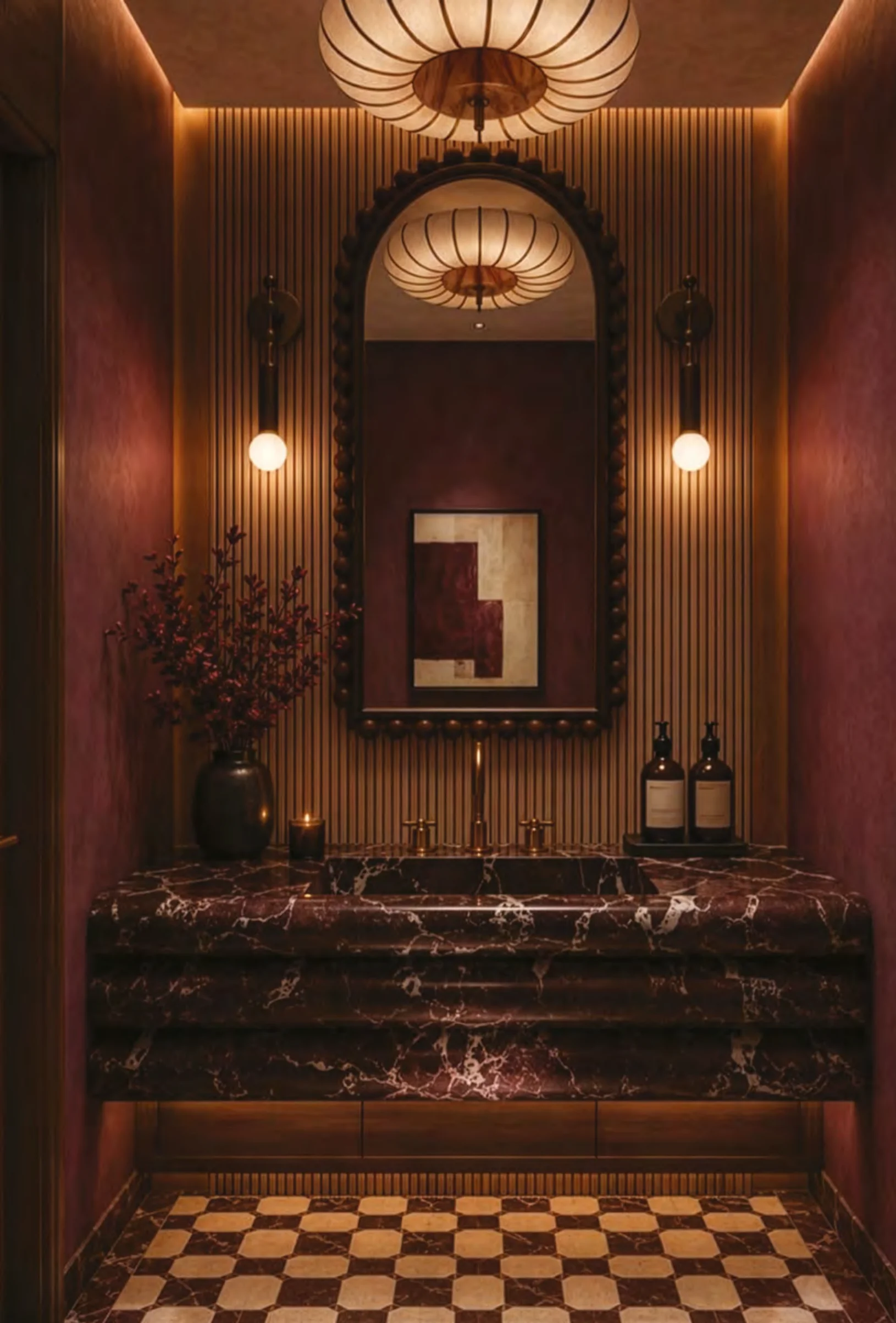 Salle de bain en marbre d'une villa Terrafino Villas Marrakech